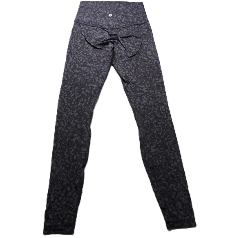 Lululemon Leggings Women 4 Black Gray Animal Print High Rise Workout Active Gym